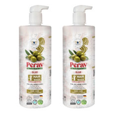 شامپو مو پراو مدل زیتون مناسب برای انواع مو وزن 1000 گرم مجموعه دو عددی