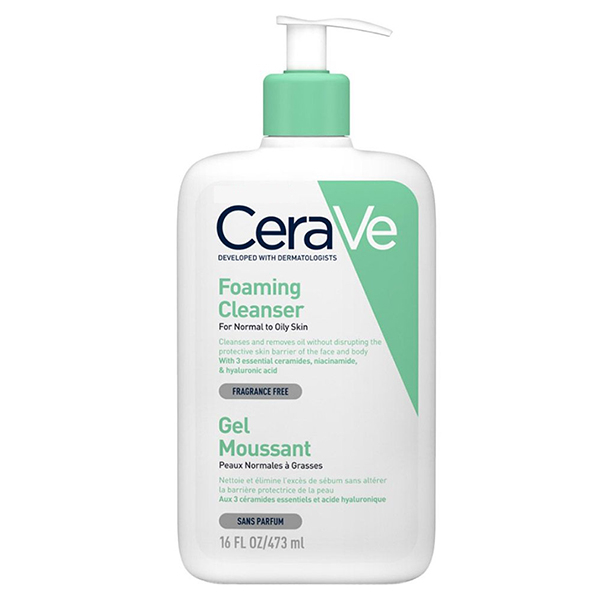 ژل شستشو صورت سراوی مدل foaming cleanser مناسب پوست نرمال تا چرب حجم 473 میلی لیتر