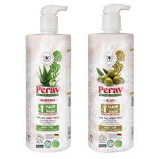 شامپو مو پراو مدل آلوئه ورا و زیتون مناسب برای انواع مو وزن 1000 گرم بسته 2 عددی