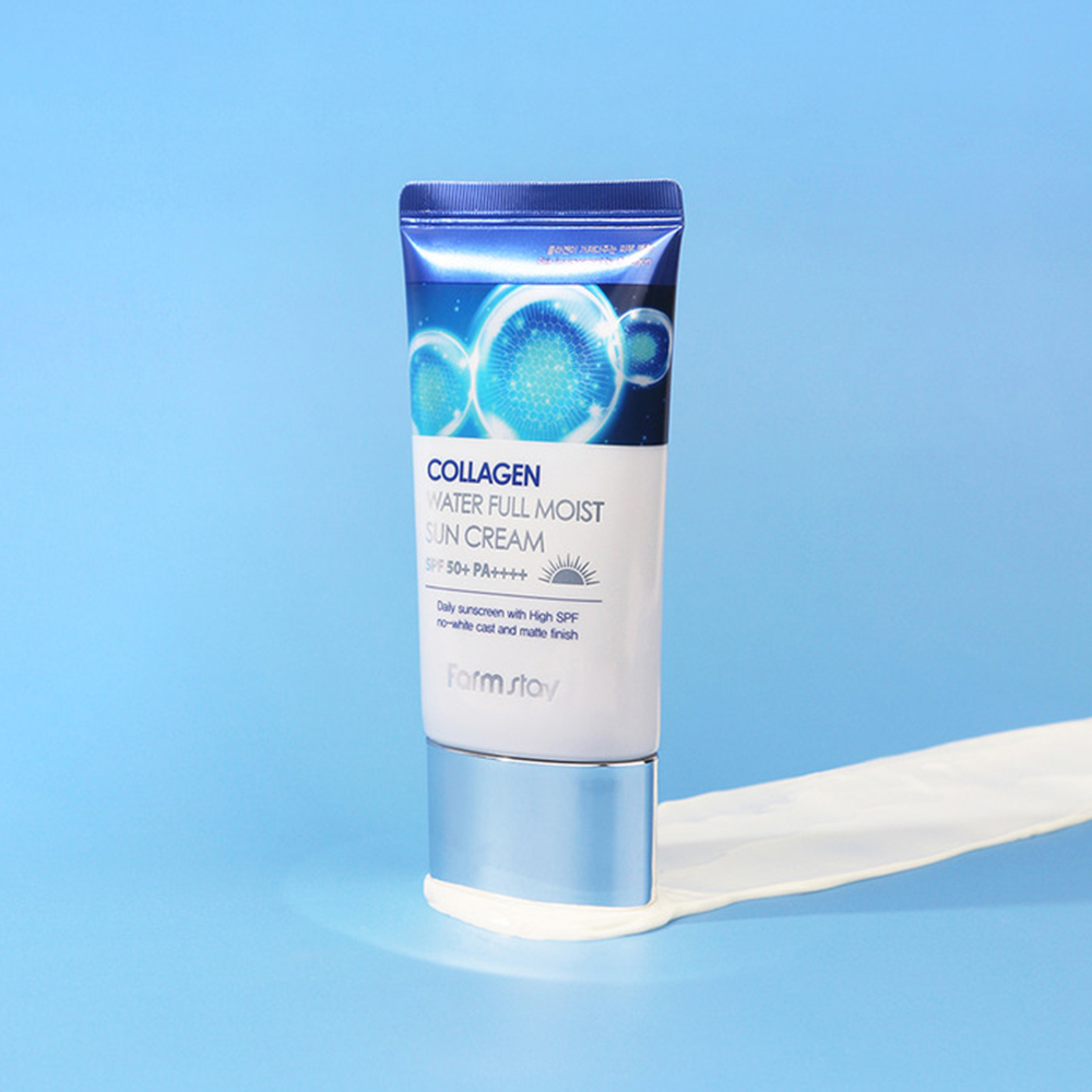 کرم ضد آفتاب بدون رنگ فارم استی SPF 50 مدل Collagen Water مناسب برای انواع پوست وزن 50 گرم