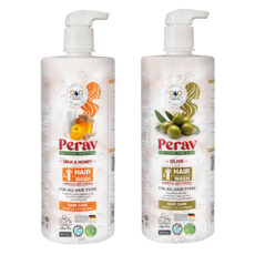 شامپو مو پراو مدل شیرعسل و زیتون مناسب برای انواع مو وزن 1000 گرم بسته 2 عددی