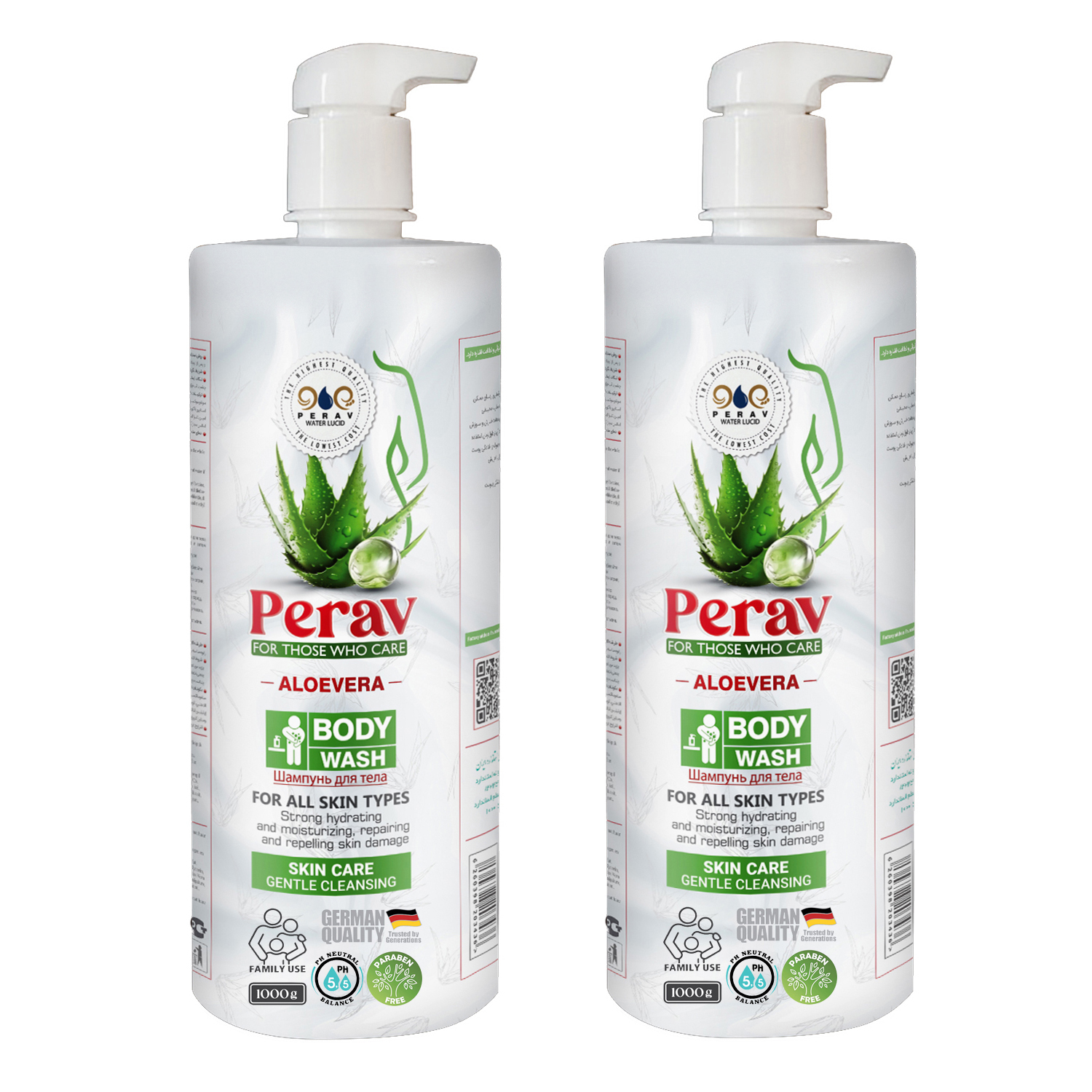 شامپو بدن پراو مدل آلوئه ورا وزن 1000 گرم مجموعه دو عددی