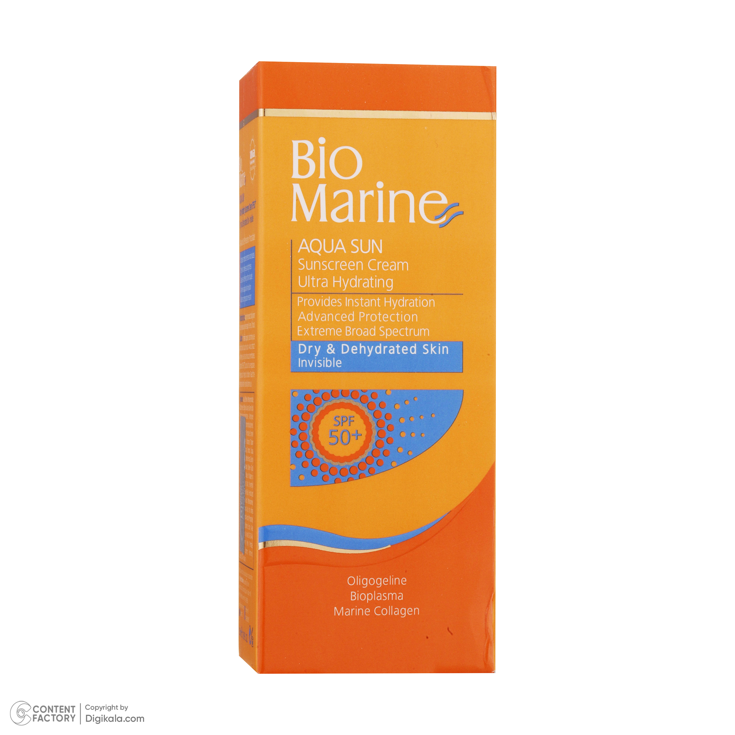 کرم ضدآفتاب بیرنگ بایومارین SPF50 مدل AQUA SUN، مناسب پوستهای خشک، حجم 50 میلیلیتر