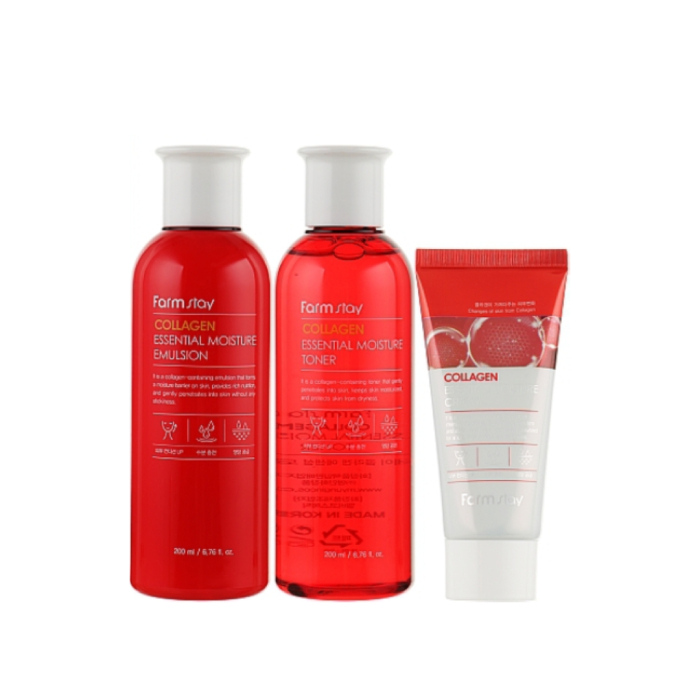 ست مرطوب کننده فارم استی مدل COLLAGEN ESSENTIAL مجموعه سه عددی