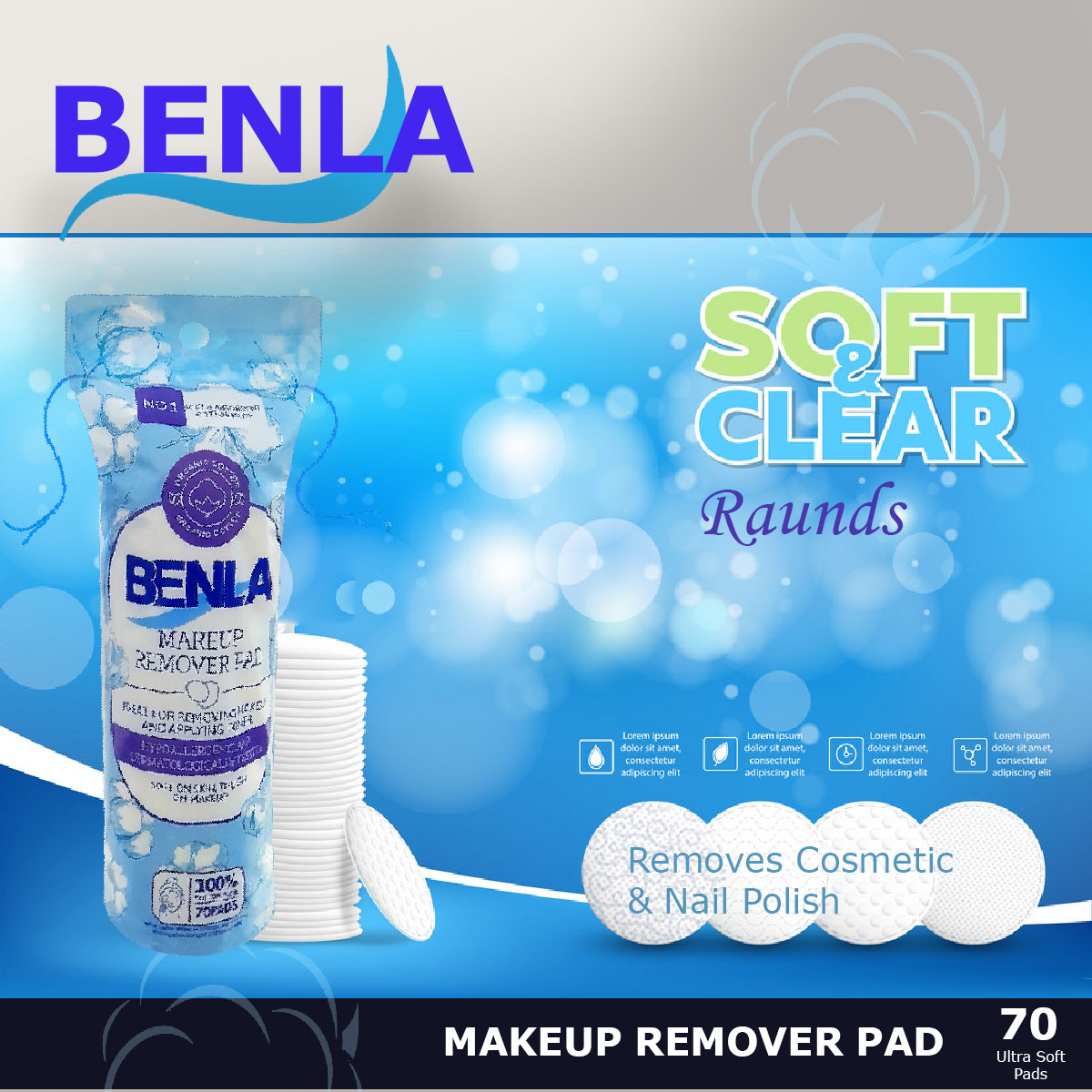 پد پاک کننده آرایش صورت بنلا مدل 010 مجموعه 10 عددی