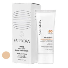 فلوئید ضد آفتاب رنگی صورت ولندان SPF50 مدل AS-LB محافظ UVA،UVB ضد لک مناسب برای انواع پوست حجم 50 میلی لیتر