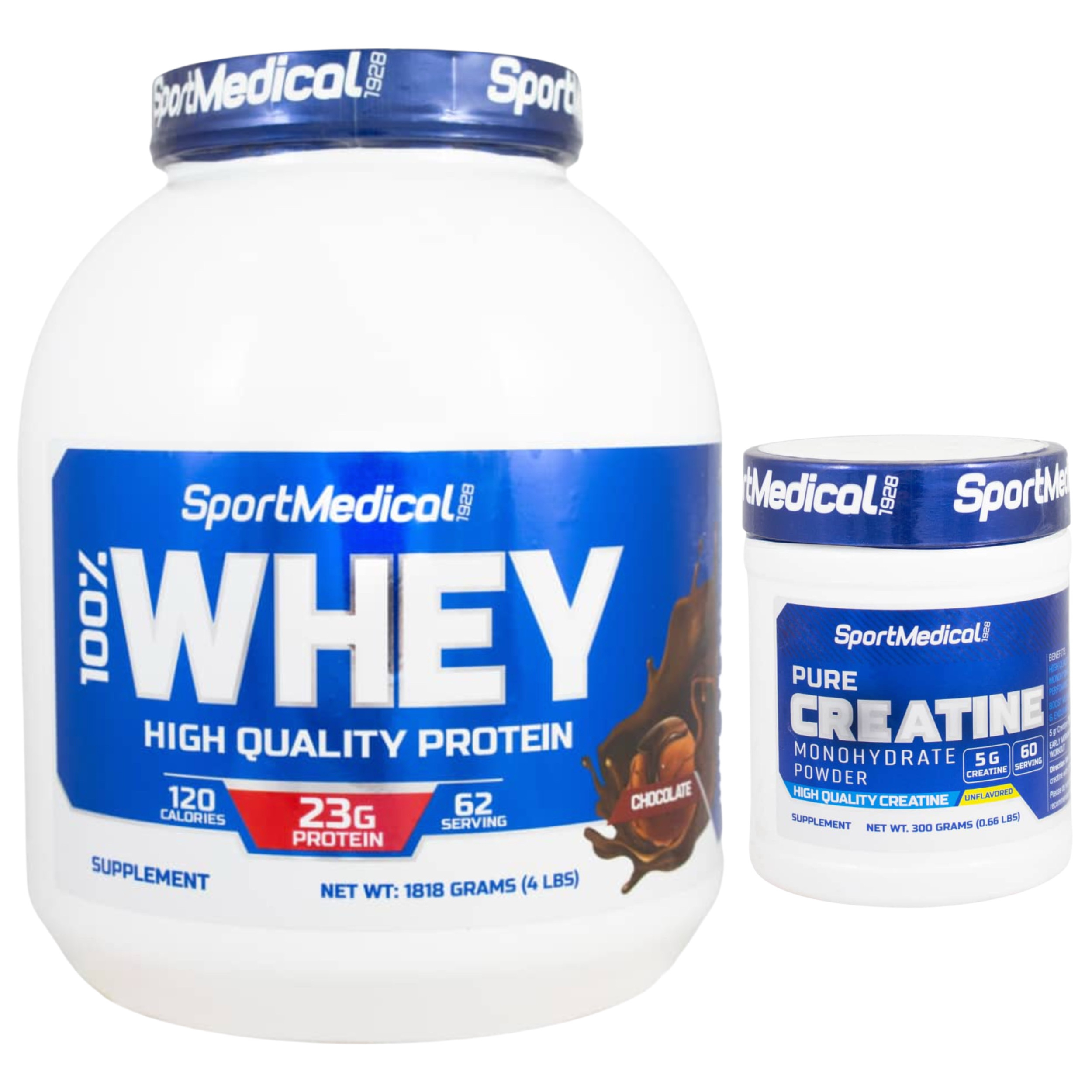 پروتئین وی 100% مدیکال اسپرت - 1818 گرم به همراه کراتین مونوهیدرات مدیکال اسپرت - 300 گرم