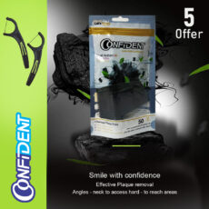 نخ دندان کانفیدنت مدل ذغالی کمانی مجموعه 10 عددی