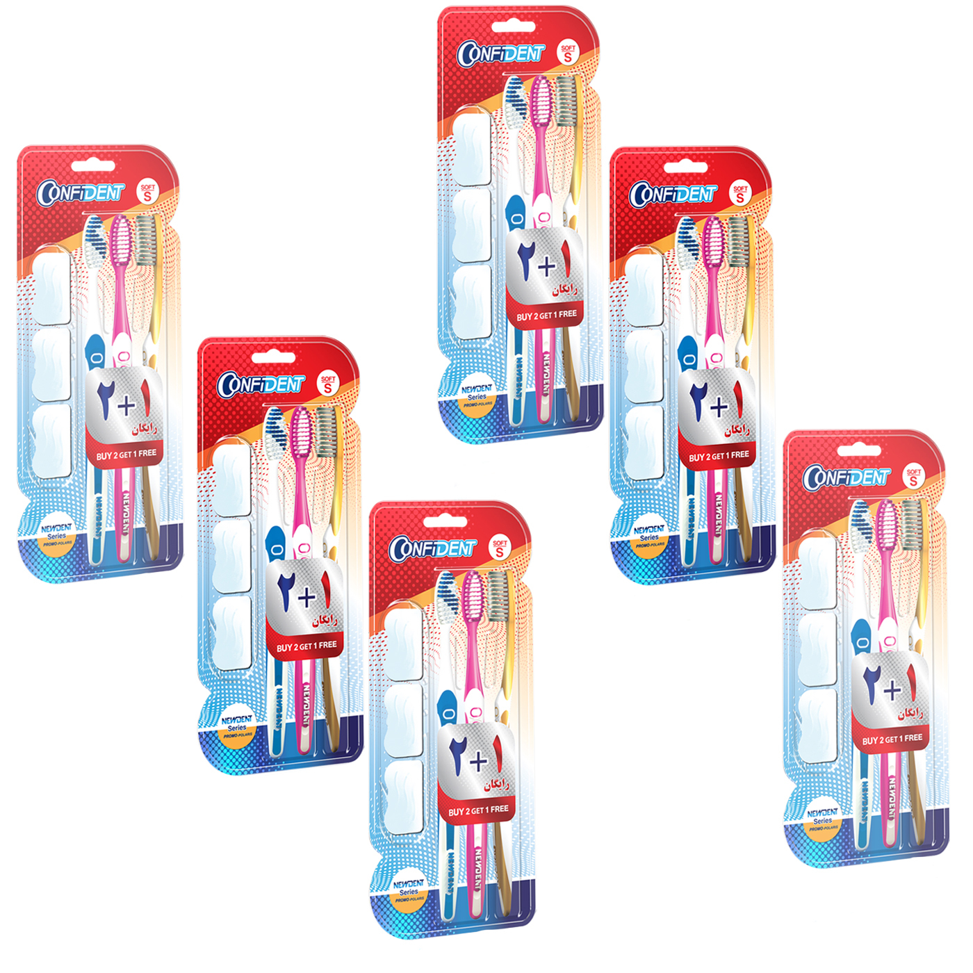 مسواک کانفیدنت مدل Pearl Promo Pack با برس نرم مجموعه 6 عددی