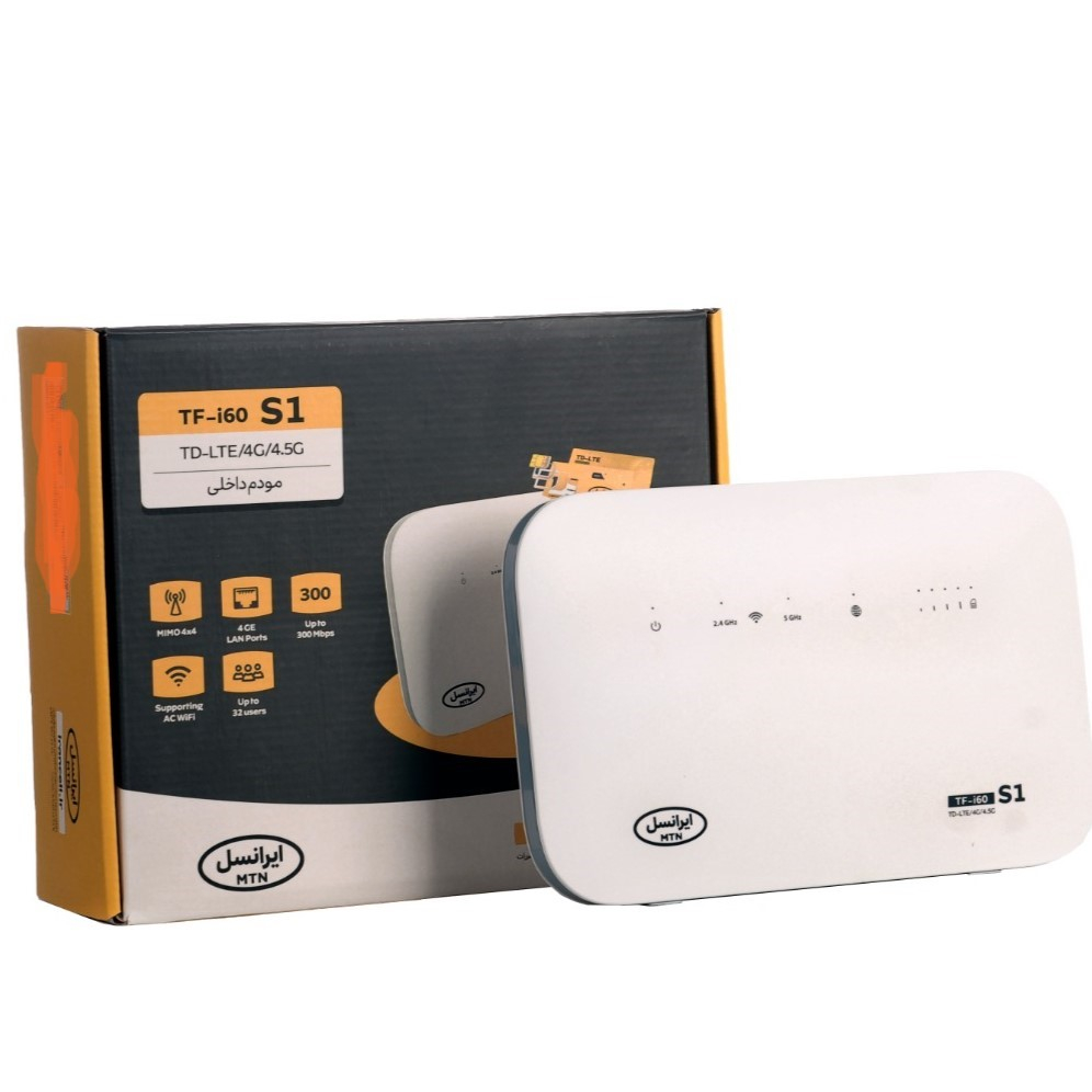 مودم 4G/TD-LTE ایرانسل مدل TF-i60 S1 به همراه سیمکارت و 500 گیگابایت اینترنت شش ماهه