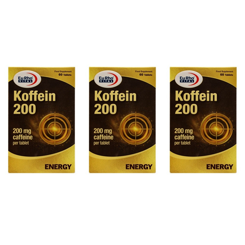 قرص کافئین یوروویتال 200 میلی گرم سه بسته 60 عددی