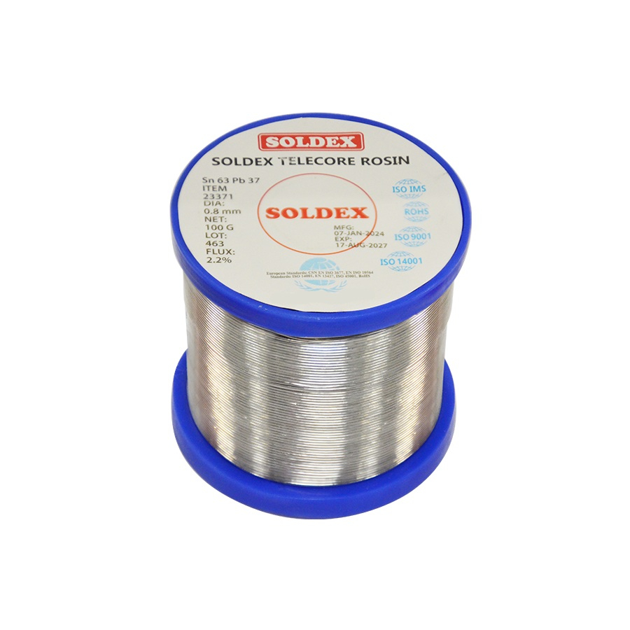 سیم لحیم سولدکس مدل SOLDEX Sn63 Pb37 وزن 100 گرم ضخامت 0.8 میلی متر
