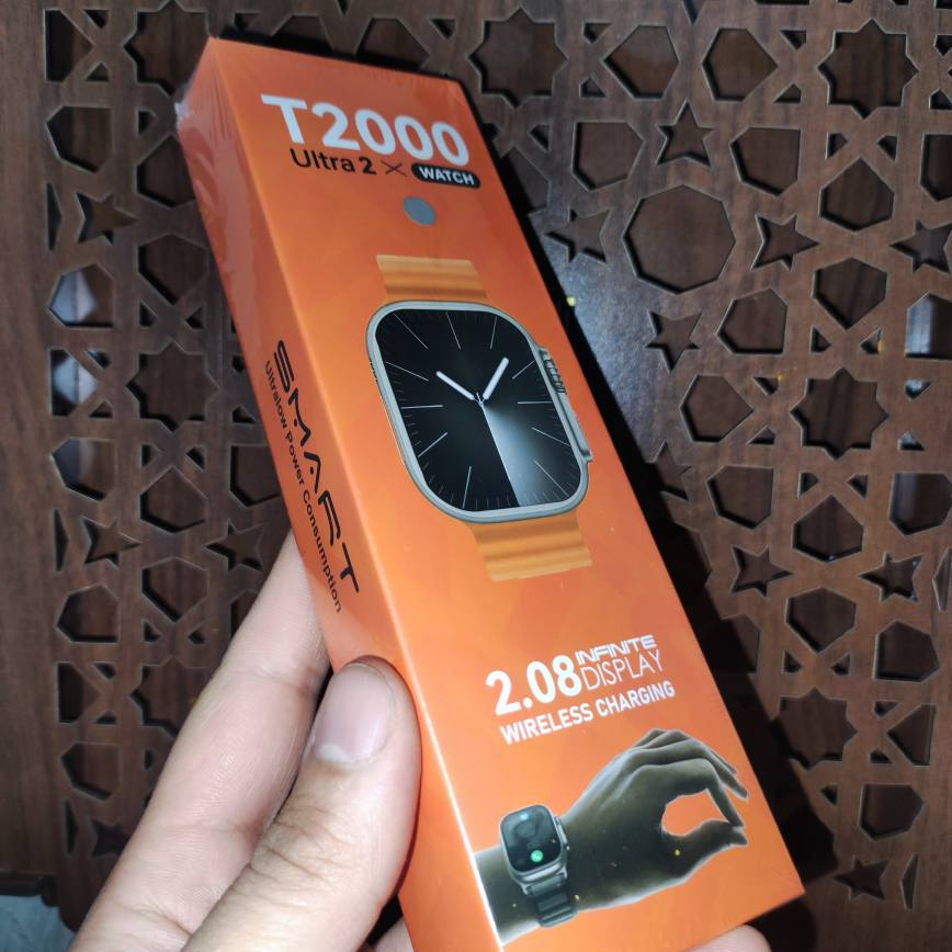 ساعت هوشمند مدل T2000 ultra2 دارای قابلیت های صفحه نمایش رنگی، صفحه نمایش لمسی بند سیلیکون