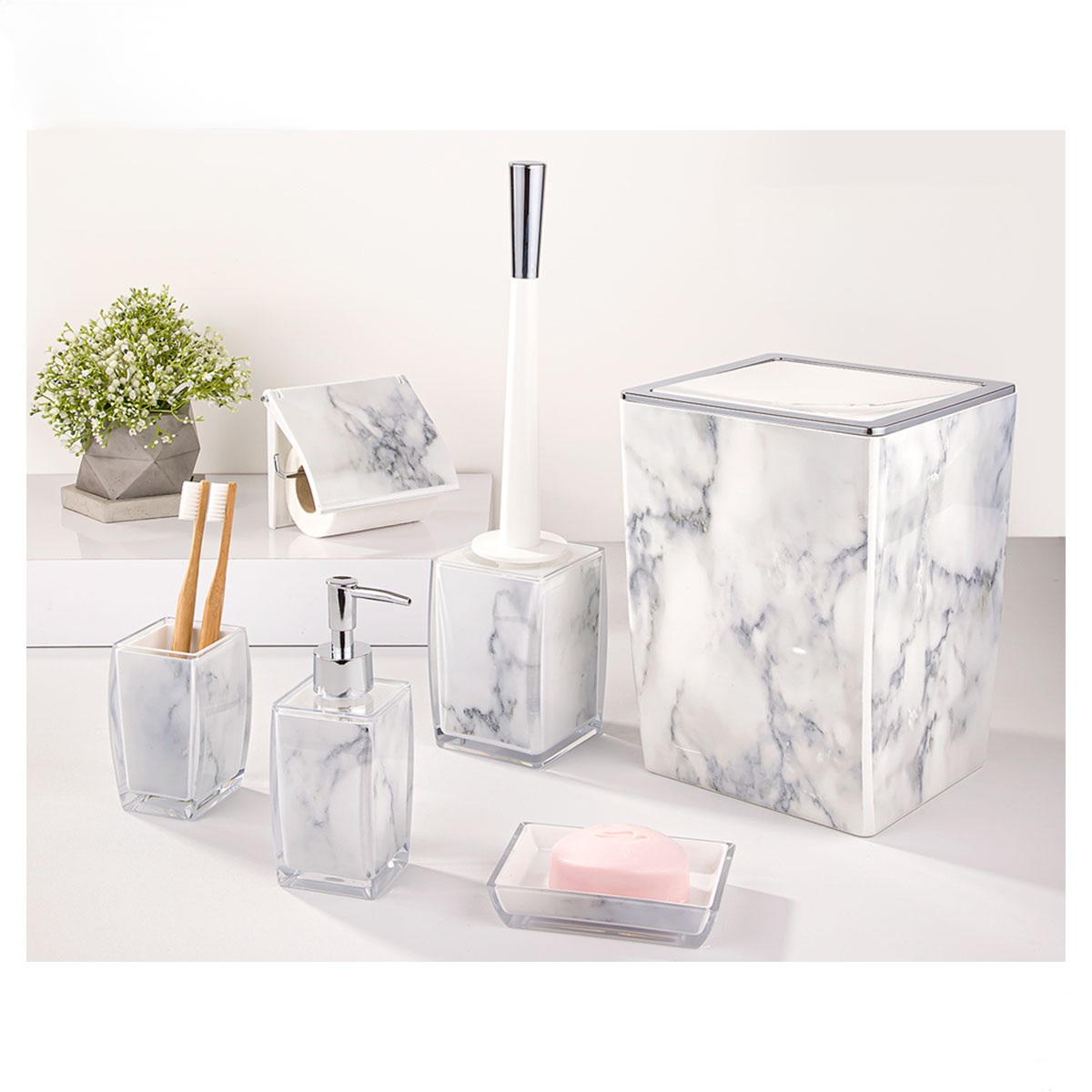 ست سرویس بهداشتی 6 پارچه لیمون طرح ماربل