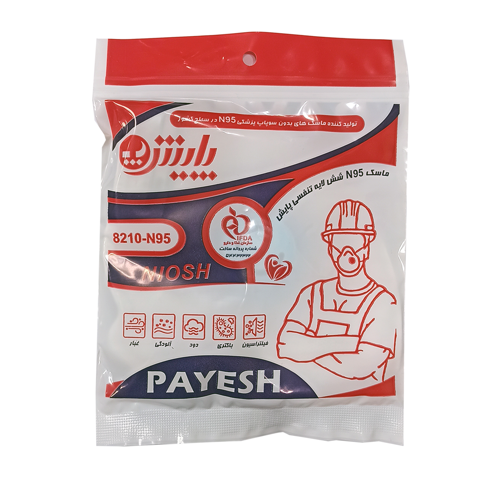 ماسک تنفسی پایش مدل N95-8210 بسته 240 عددی