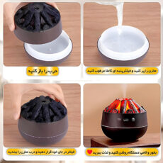 دستگاه بخور سرد مدل شومینه طرح هیزم کد +LED-Plus