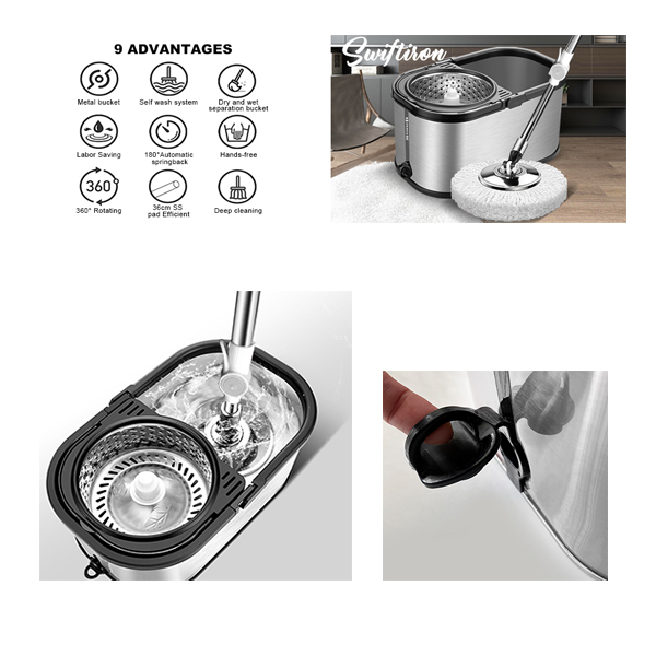 ست سطل و زمین شوی دبلیو اس مدل SS20 به همراه سری یدک مجموعه 10 عددی