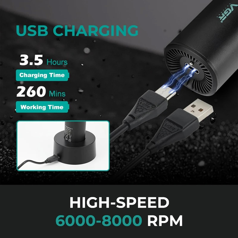 ماشین اصلاح موی سر و صورت شارژی وی جی ار مدل V-977 بسته دو عددی