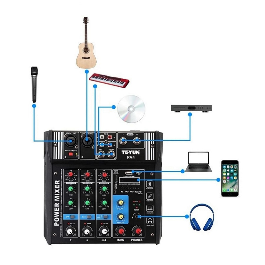 پاورمیکسر تی یو ان مدل 4 کانال کد PA4