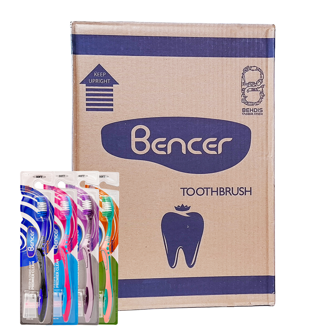 مسواک بنسر مدل پریمیر کلینینگ با برس نرم بسته 144 عددی