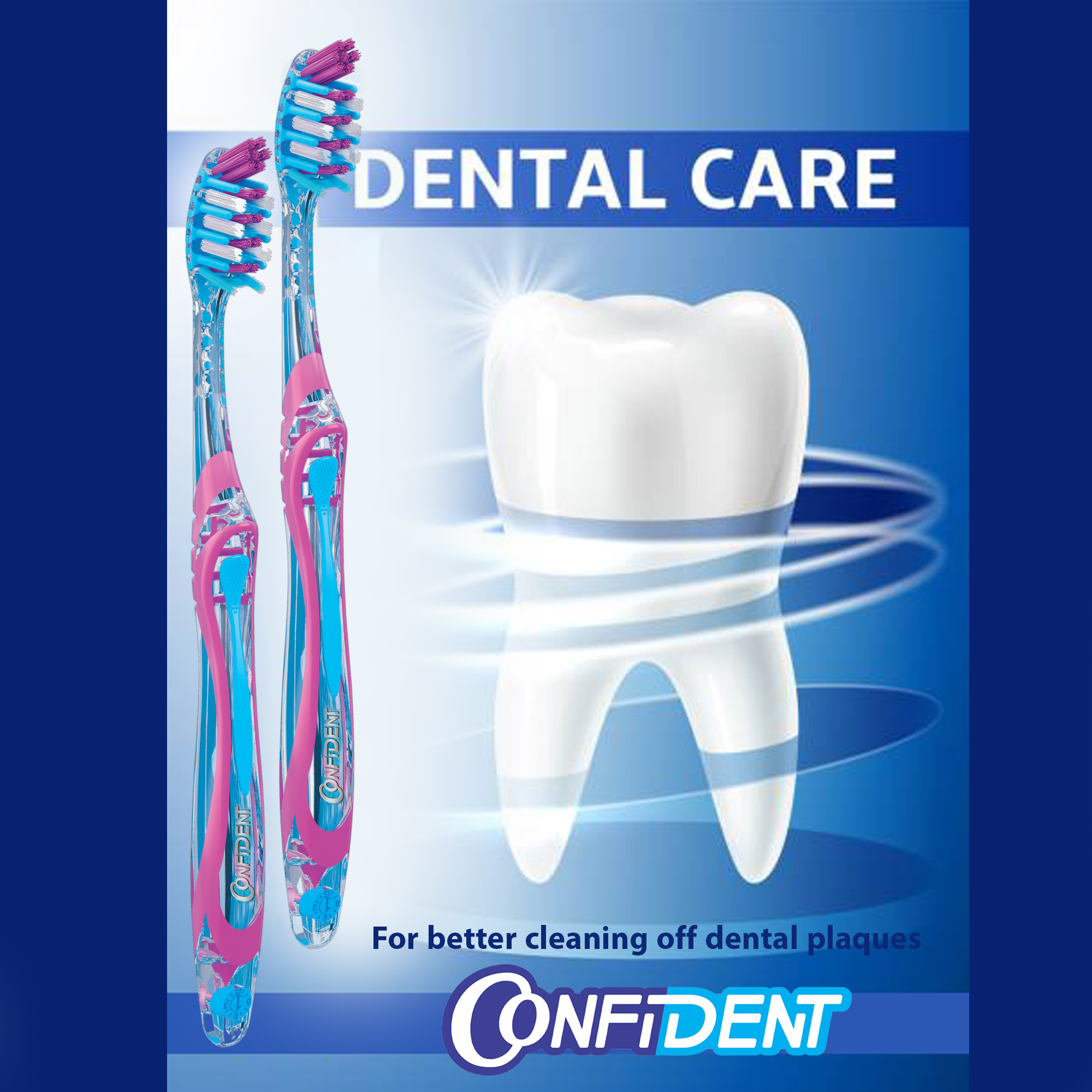 مسواک کانفیدنت مدل MIRACLE با برس متوسط بسته چهار عددی