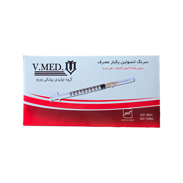 سرنگ انسولین وی مد مدل لوئر اسلیپ بسته 100 عددی