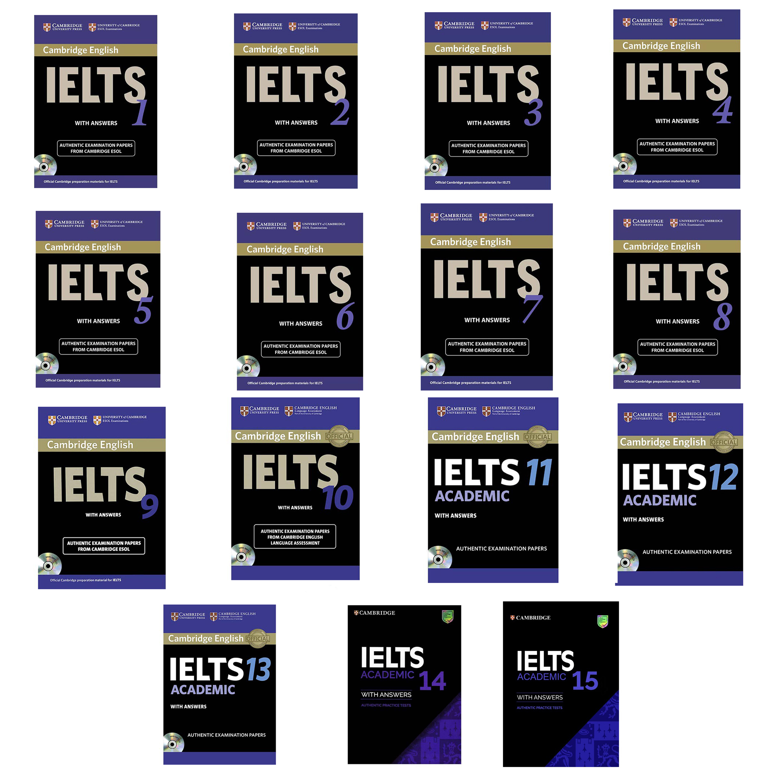 کتاب IELTS CAMBRIDGE اثر جمعی از نویسندگان انتشارات Cambridge پانزده جلدی