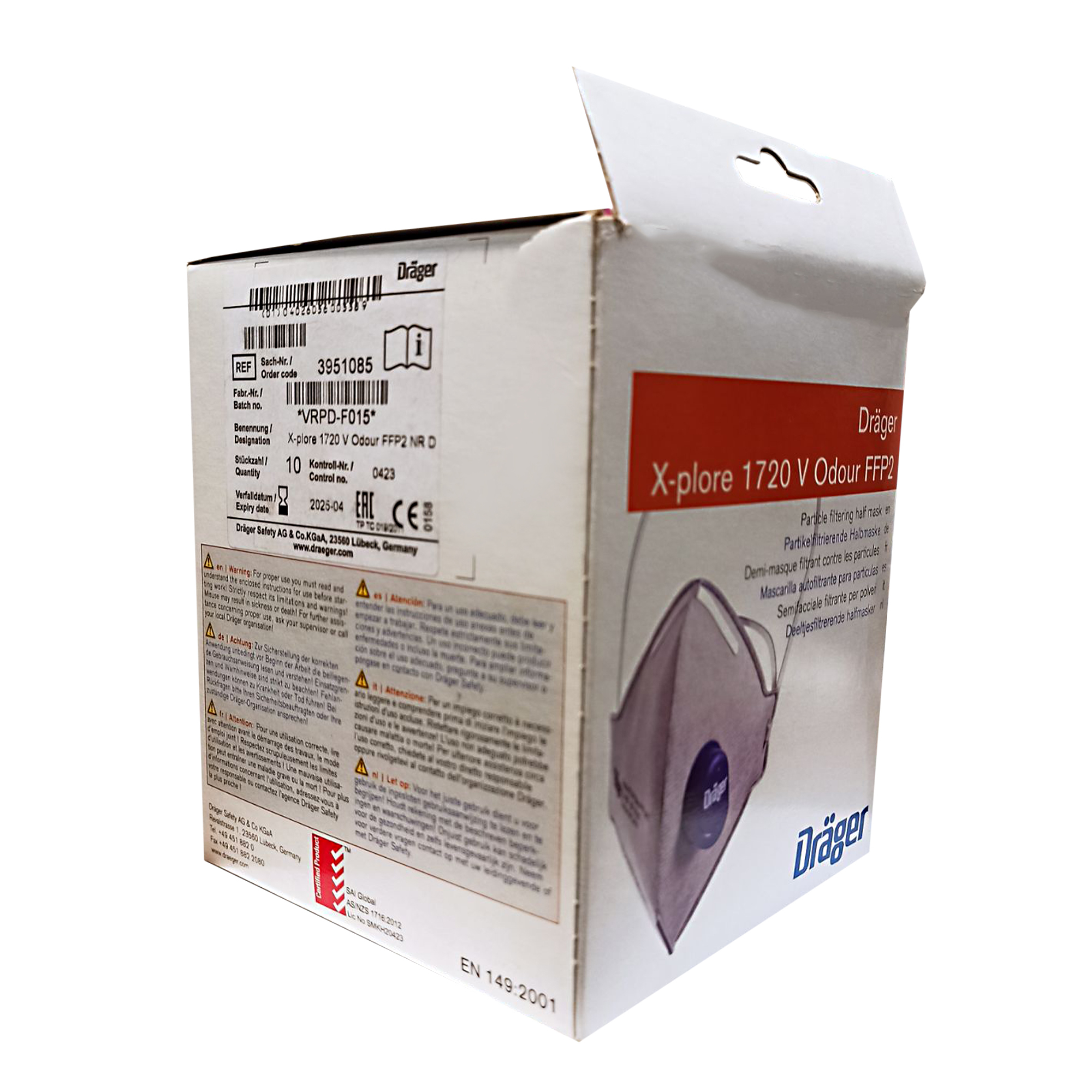 ماسک تنفسی دراگر مدل Odour FFP2 بسته 10عددی