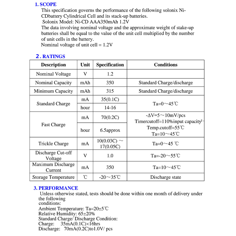 باتری شارژی نیم قلمی سولونیکس مدل صنعتی Ni-Cd مجموعه 20 عددی