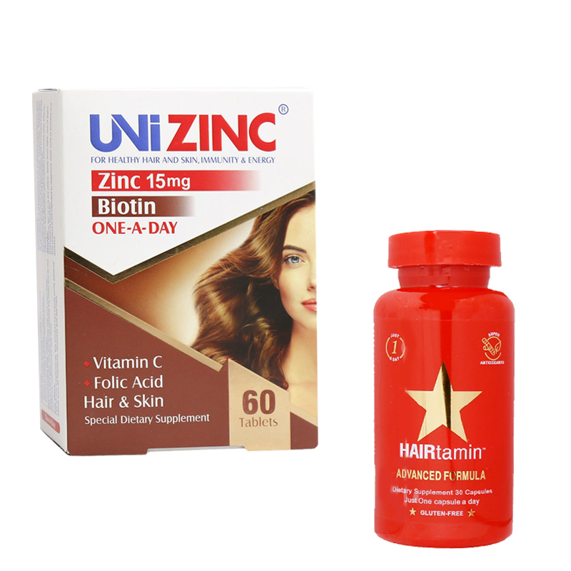 کپسول هیرتامین 30 عددی+ قرص یونی زینک 60 عددی