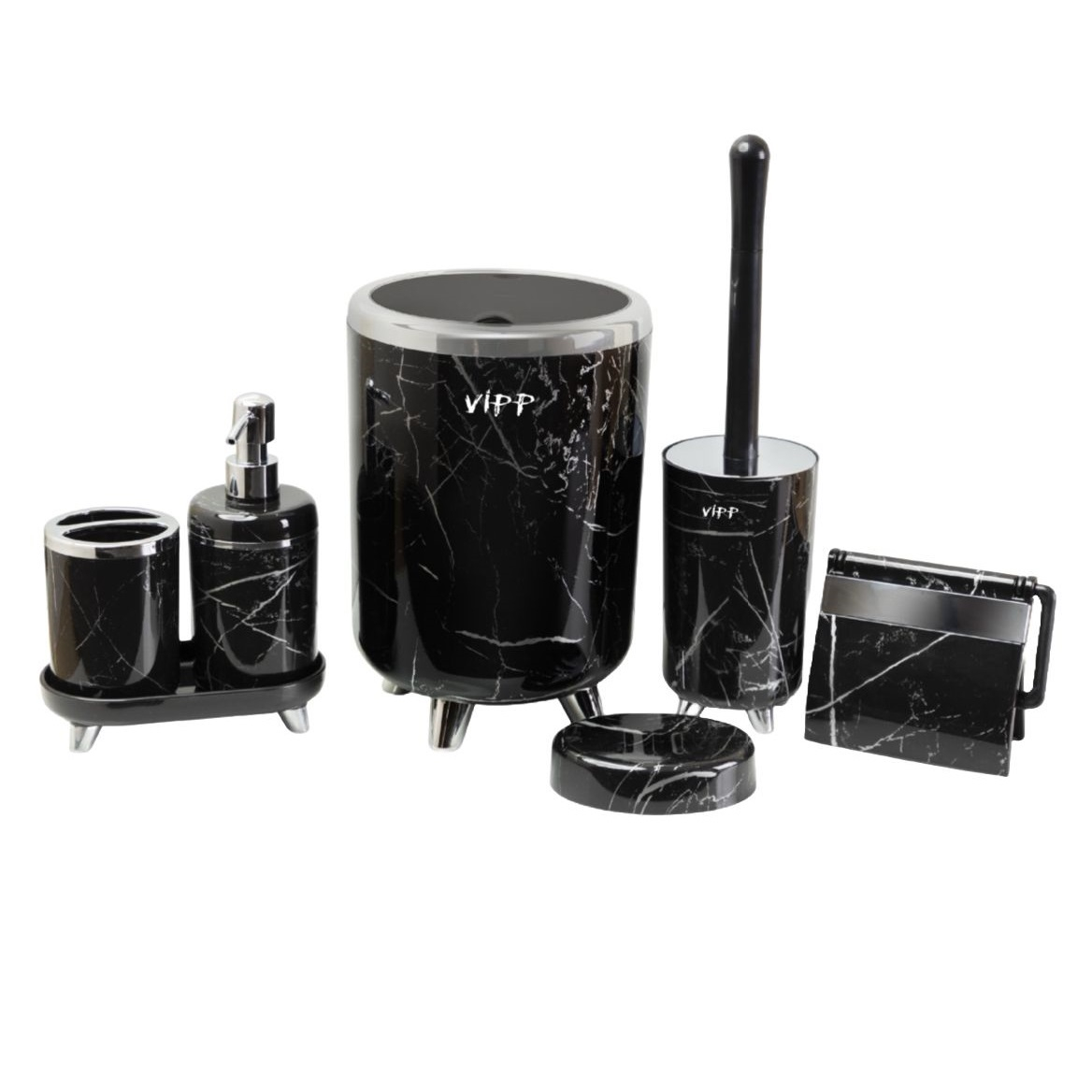 ست سرویس بهداشتی 6 پارچه مدل ماهور سری ماربل طرح سیلور