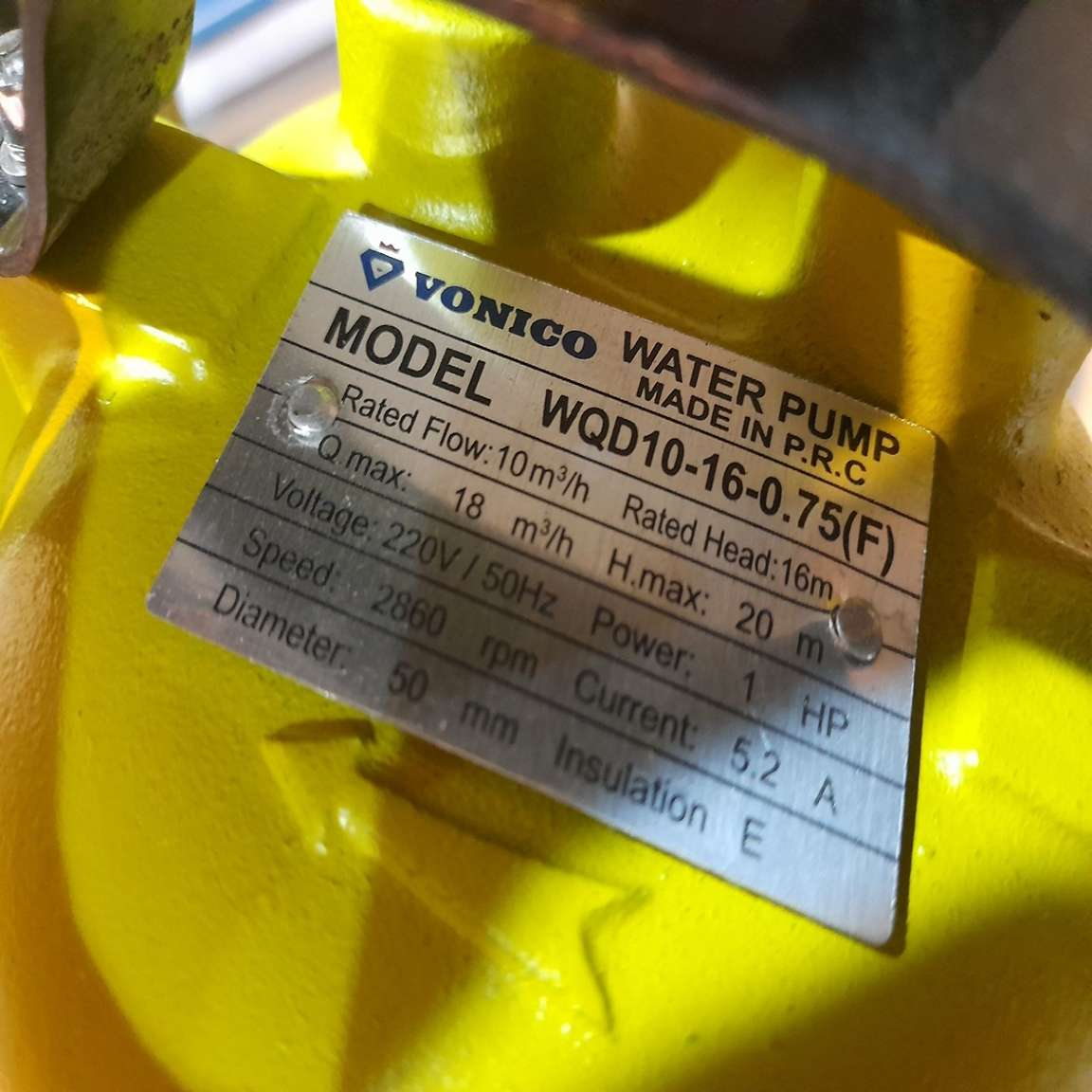 پمپ لجن کش 1 اسب بخار  ونیکو مدل WQD10-16-0.75F