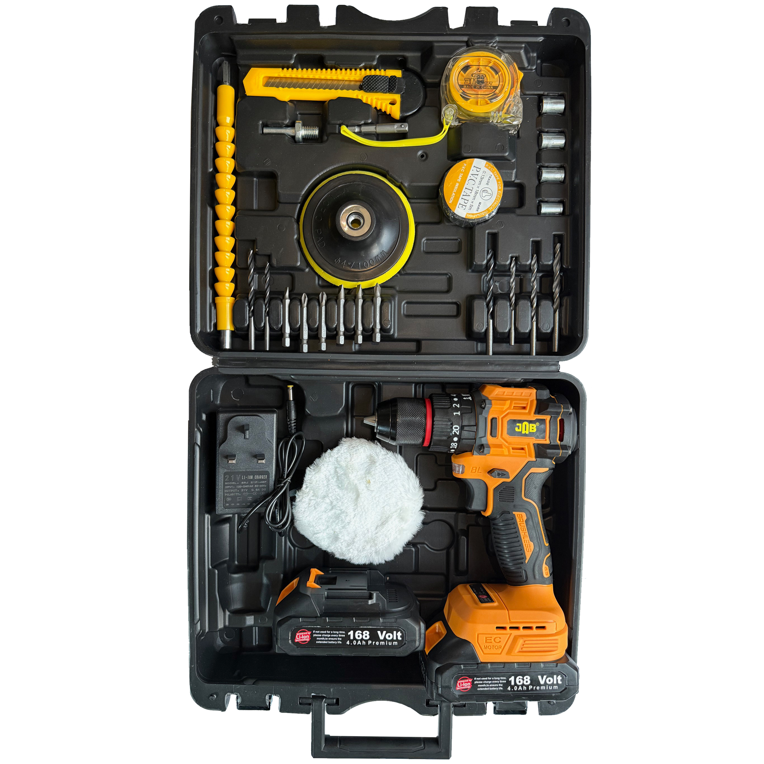 پیچ گوشتی شارژی 168 ولت سه نظام فلزی جاب مدل JB-168 NetliX مجموعه 40 عددی