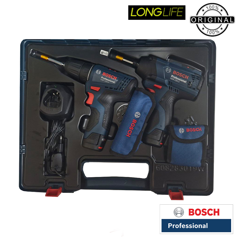 مجموعه بکس و دریل پیچ گوشتی شارژی بوش مدل فوق حرفه ای GDR 120 LI + GSR 120 Li Extra Professional