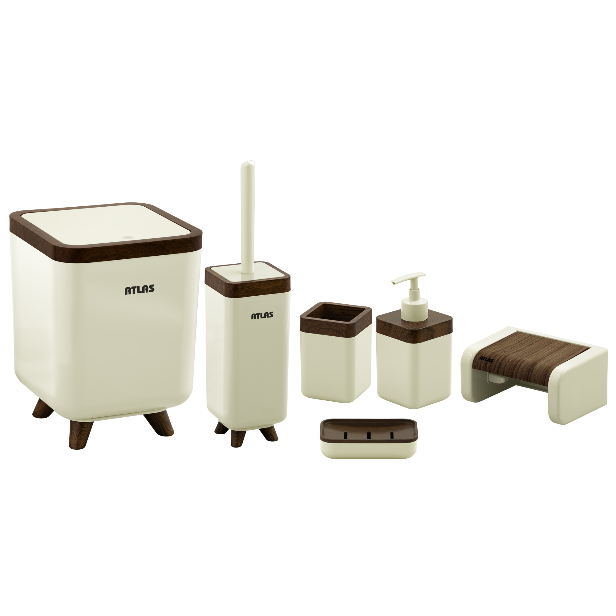 ست سرویس بهداشتی 6 تکه اطلس مدل چوب ژیوار