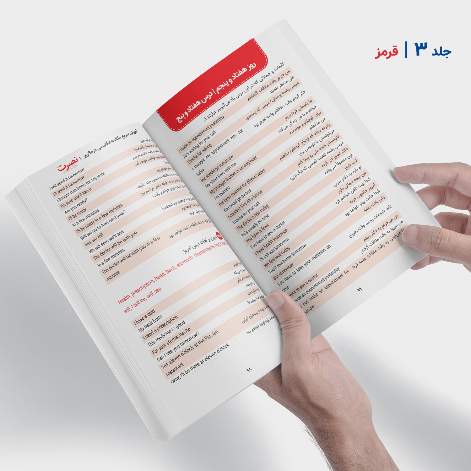 کتاب آموزش سریع مکالمه انگلیسی در 90 روز نصرت اثر جمعی از نویسندگان نشر نصرت 3 جلدی