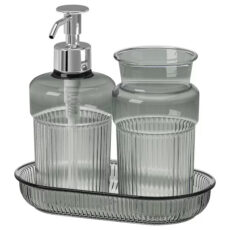 جا مایع و مسواک ایکیا مدل BROFJÄRDEN مجموعه 3 عددی به همراه استند