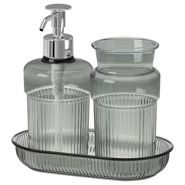 جا مایع و مسواک ایکیا مدل BROFJÄRDEN مجموعه 3 عددی به همراه استند