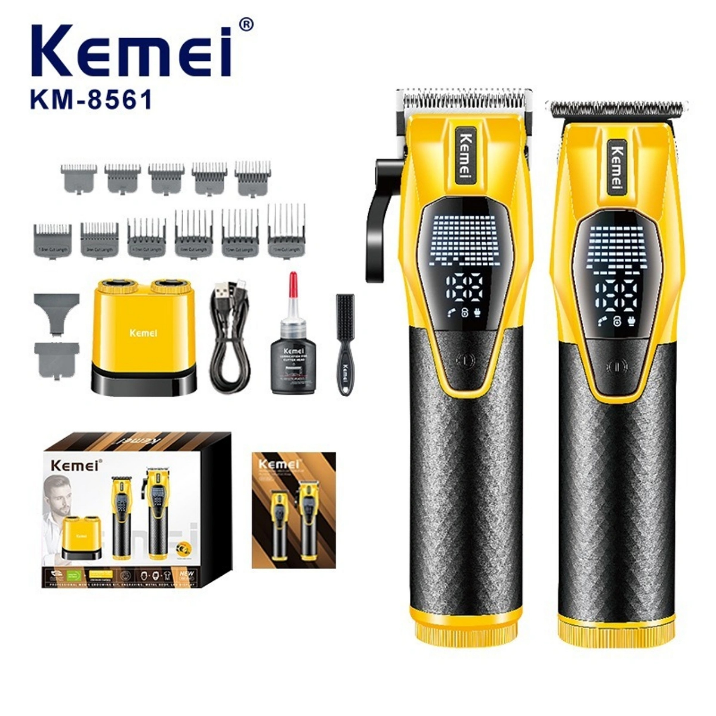 ماشین اصلاح موی سر و صورت شارژی کیمی مدل KM-8561 مجموعه 2 عددی