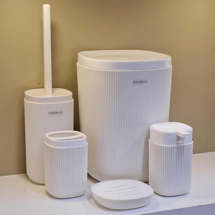 ست سرویس بهداشتی 5 پارچه کنتراست مدل روما تمام خطی کد DH46