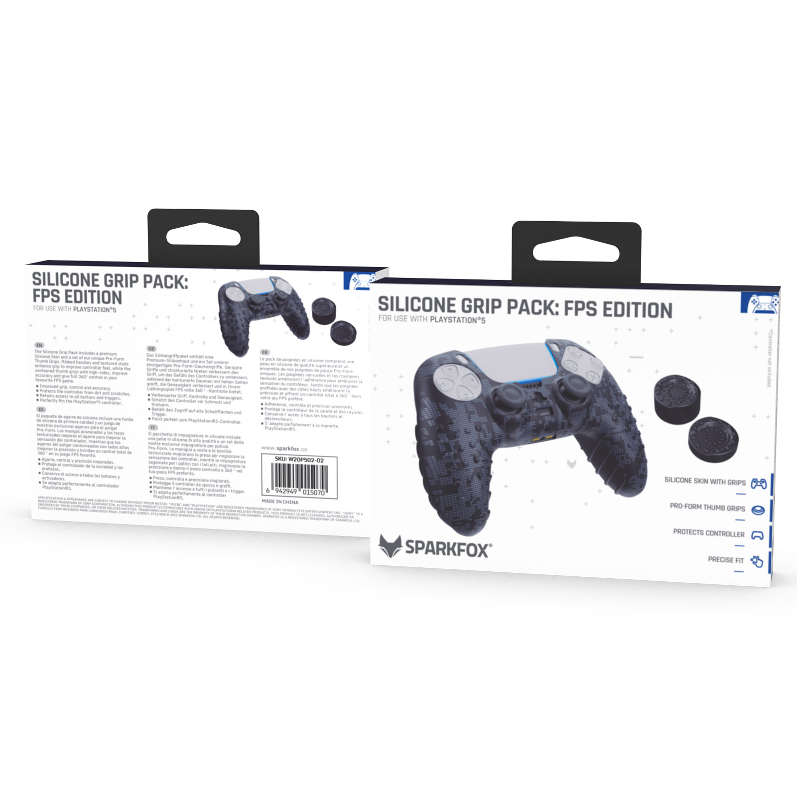 محافظ دسته پلی استیشن 5 اسپارک فاکس مدل Silicone Grip Pack Digital Camo به همراه روکش آنالوگ