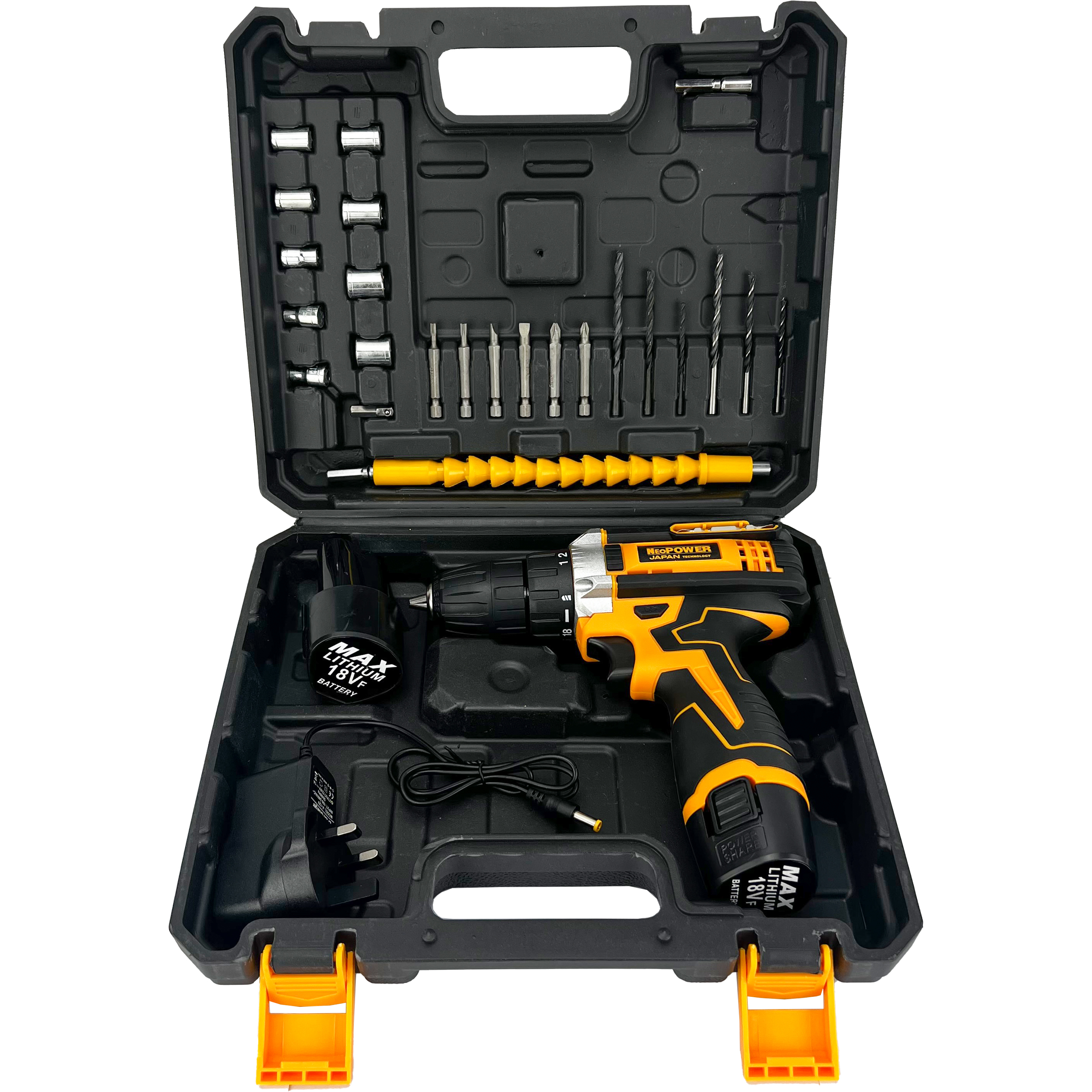 دریل پیچ گوشتی شارژی نئوپاور مدل NEO-1801 مجموعه 30 عددی