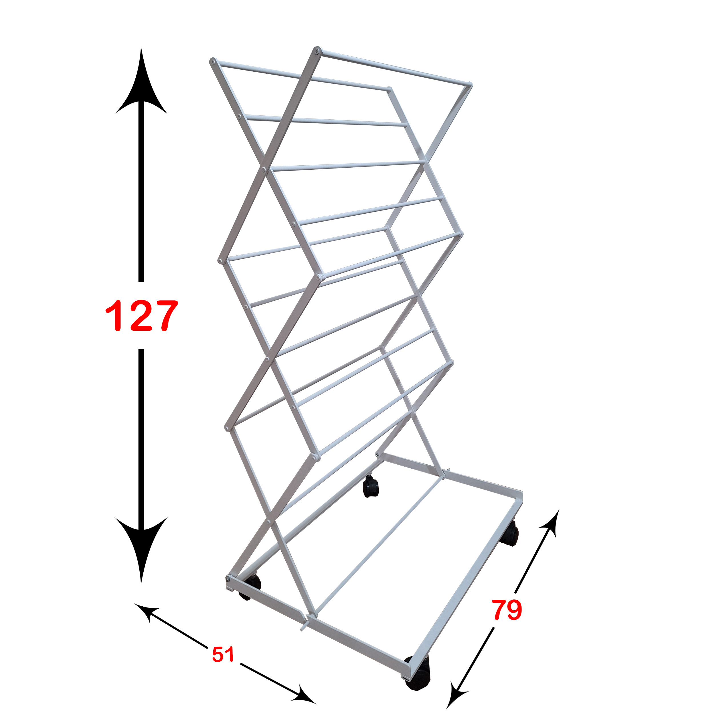 بند رخت مدل سیار سفید آکاردئونی کد13 تسمه