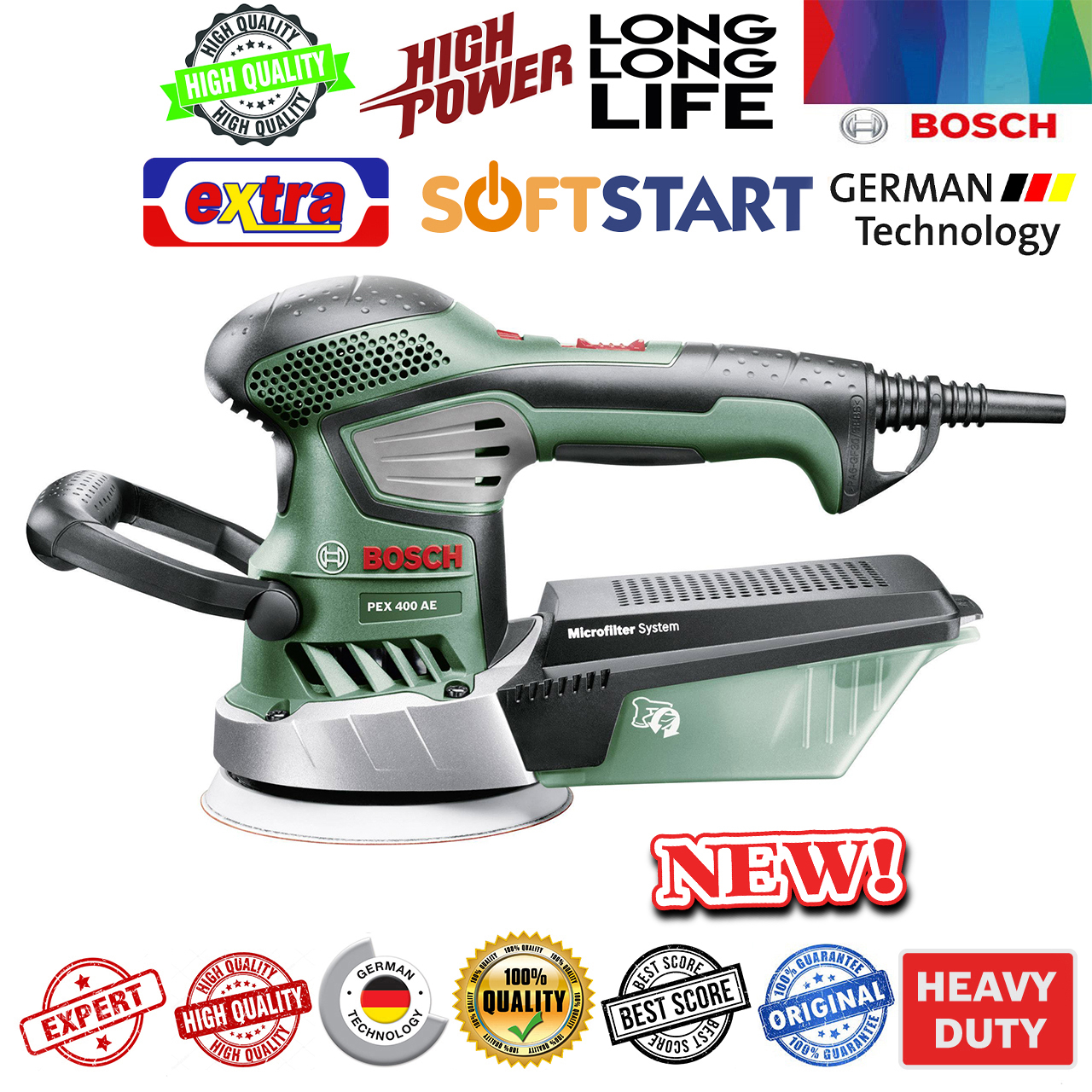 دستگاه سنباده دو کاره لرزان بوش مدل 125mm - PEX-400 Advanced