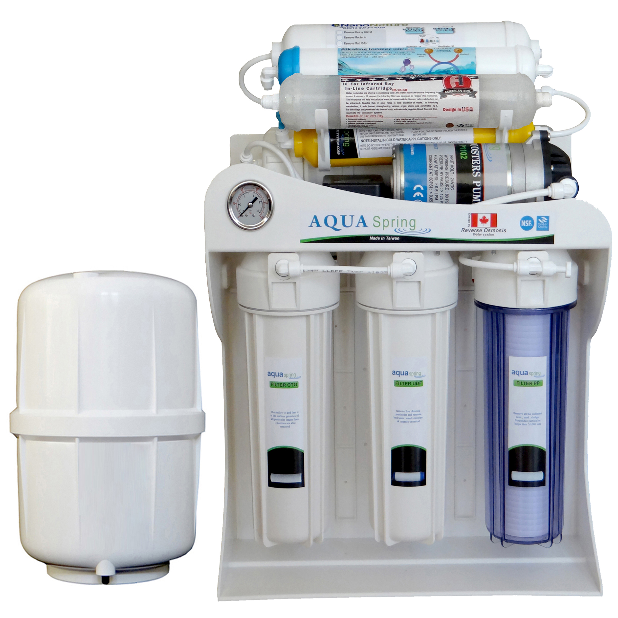 دستگاه تصفیه کننده آب آکوآ اسپرینگ مدل NF - SF4400 به همراه فیلتر تصفیه اب کد 01 مجموعه 3 عددی