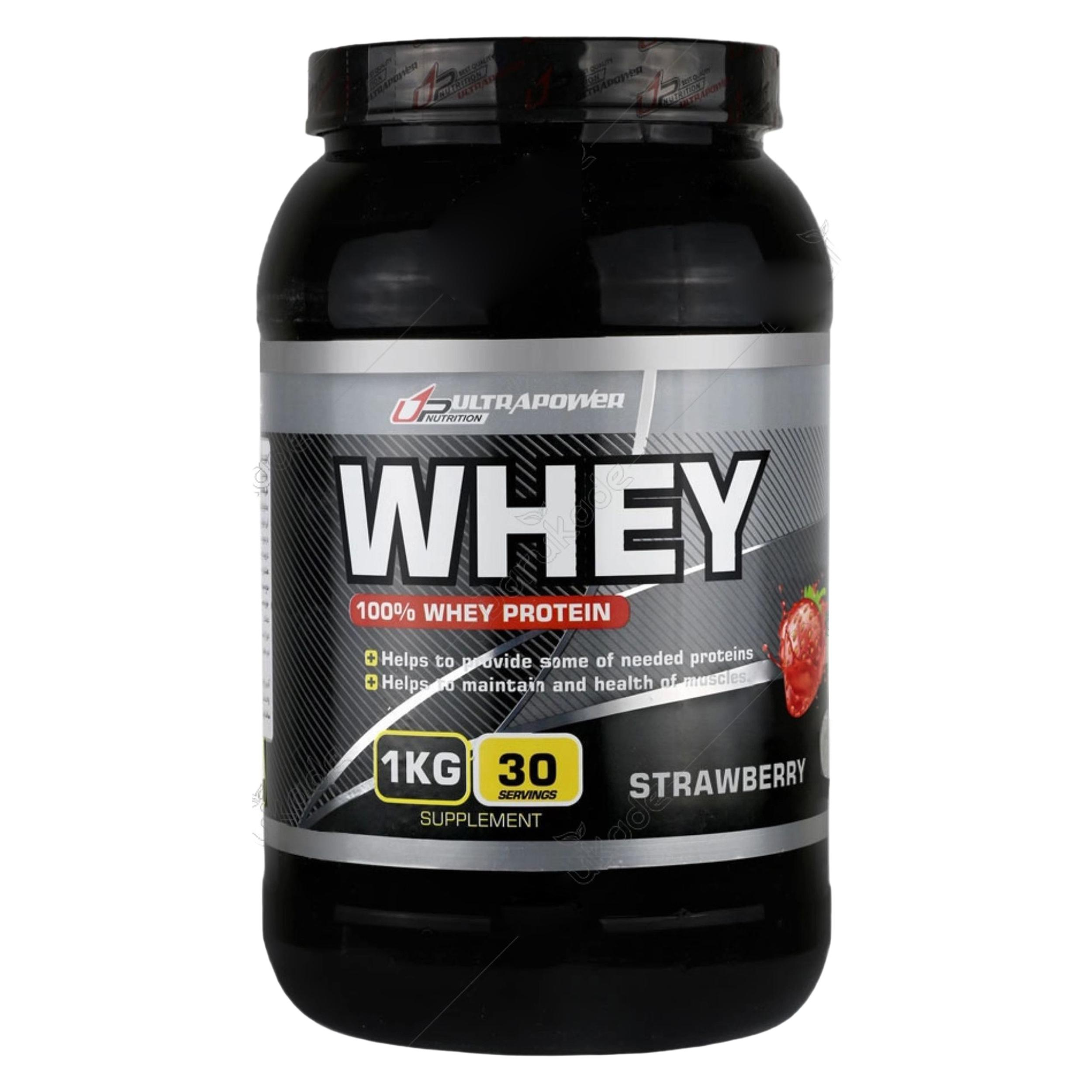 پودر پروتئین وی با طعم توت فرنگی اولترا پاور پگاه  - 1000 گرم