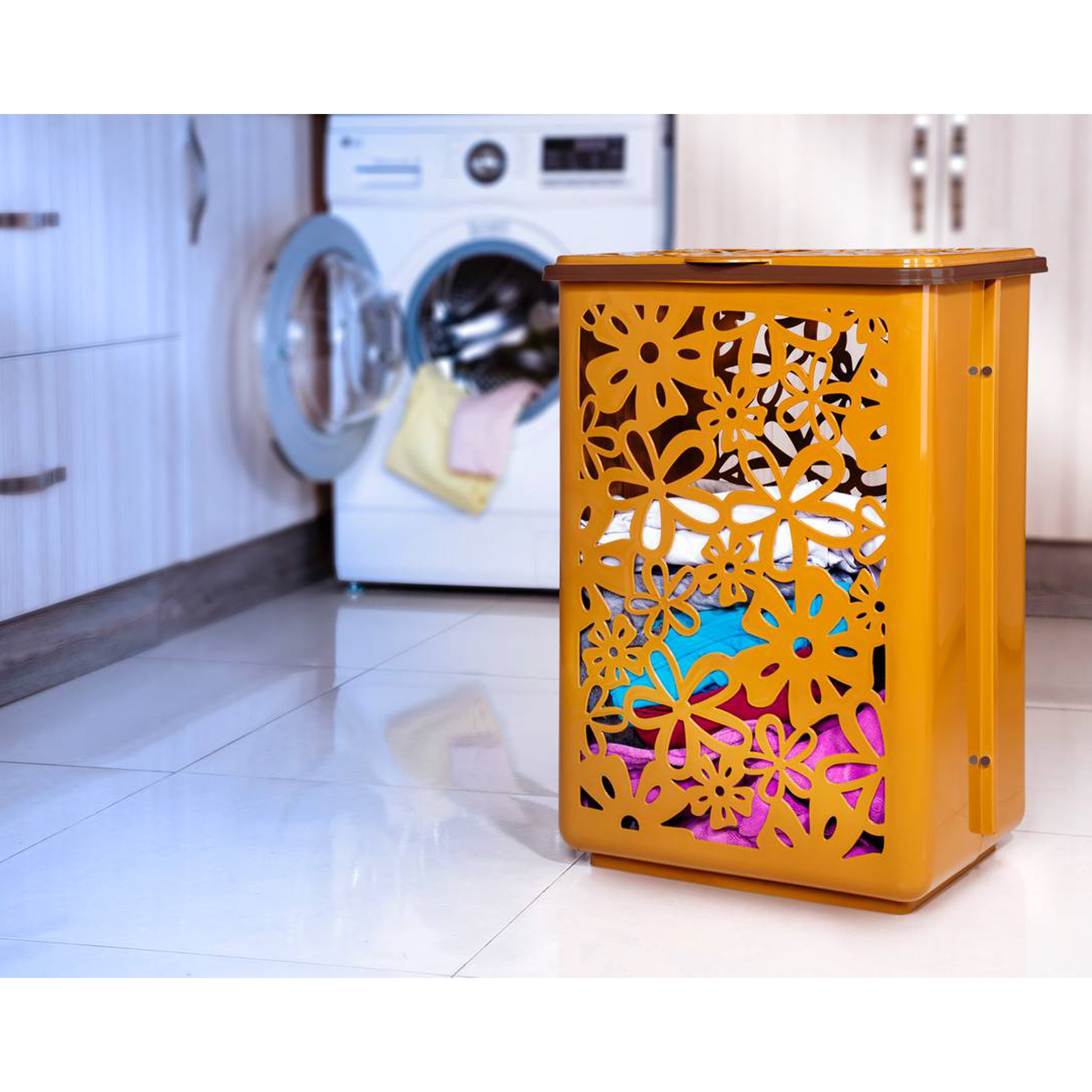 سبد رخت چرک مدل تک گلرنگ T67