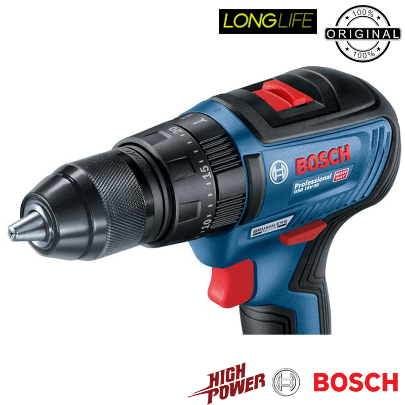 پیچ گوشتی شارژی چکشی 18 ولت بوش مدل ( GSB 18V-50 Brushless Motor ( Extra Battery