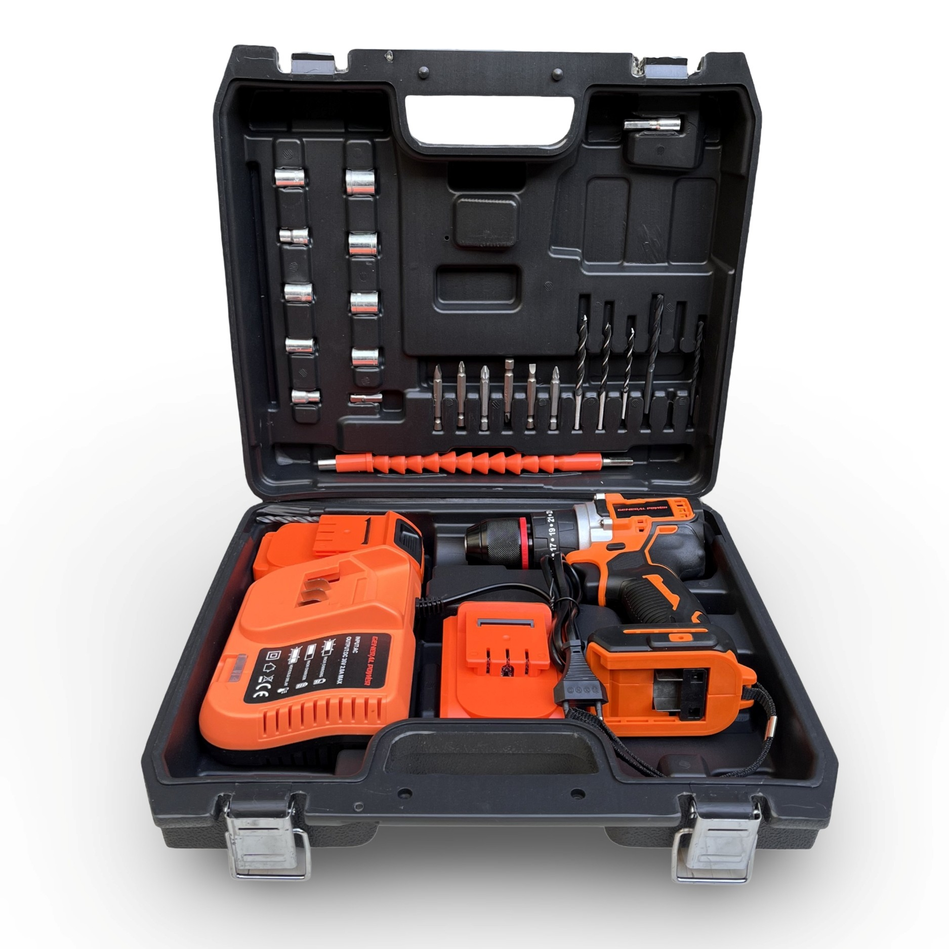 مجموعه 36 عددی دریل پیچ گوشتی شارژی براشلس 10 میلی متری 36 ولت جنرال پاور مدلPTCID-20D03BL