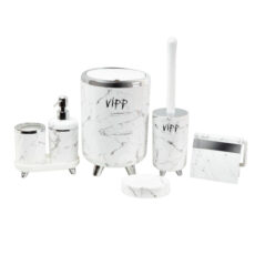 ست سرویس بهداشتی 6 پارچه مدل ماهور سری ماربل طرح سیلور